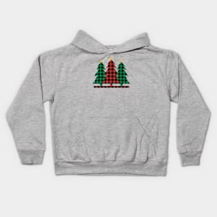 Buffalo Plaid Christmas Trees Kids Hoodie